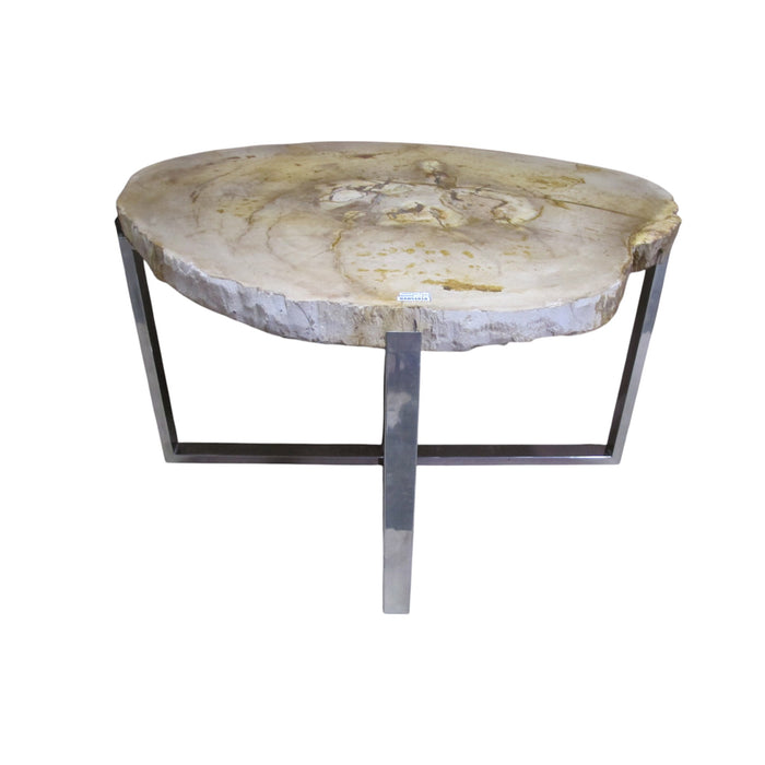 GJ Styles - Petrified Wood Table with Stainless Steel Base - BABS1818 - GreatFurnitureDeal