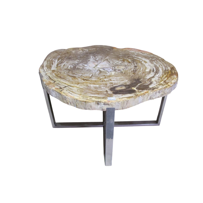 GJ Styles - Petrified Wood Table with Stainless Steel Base - BABS1819 - GreatFurnitureDeal