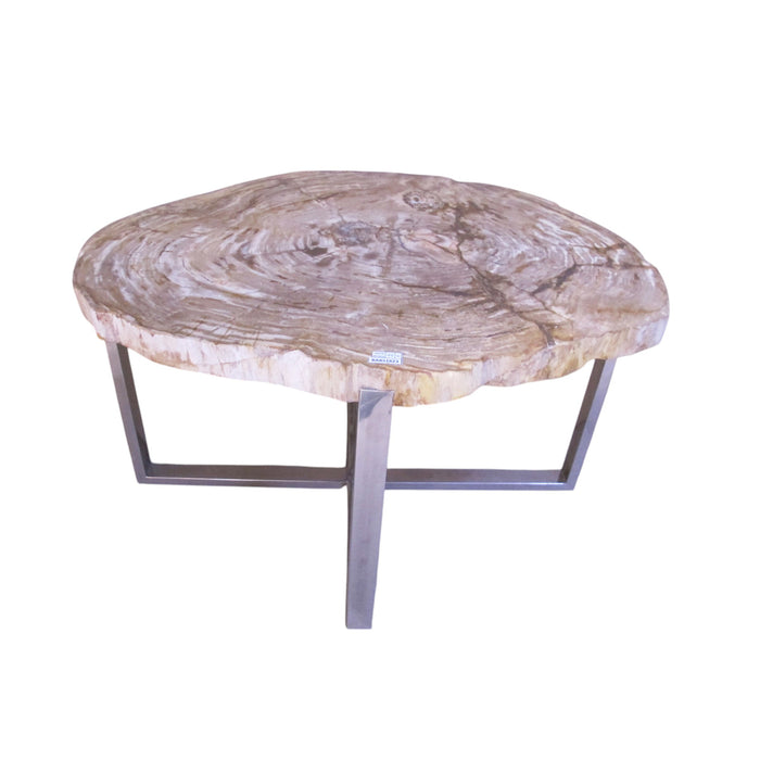 GJ Styles - Petrified Wood Table with Stainless Steel Base - BABS1823 - GreatFurnitureDeal