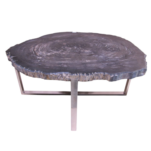 GJ Styles - Petrified Wood Table with Stainless Steel Base - BABS2098 - GreatFurnitureDeal