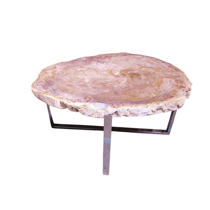 GJ Styles - Petrified Wood Table with Stainless Steel Base - BABS2435 - GreatFurnitureDeal