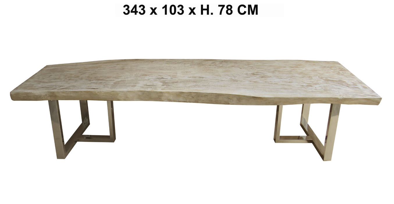 GJ Styles - Suar Wood Dining Table Stainless Base - BABS3241 - GreatFurnitureDeal