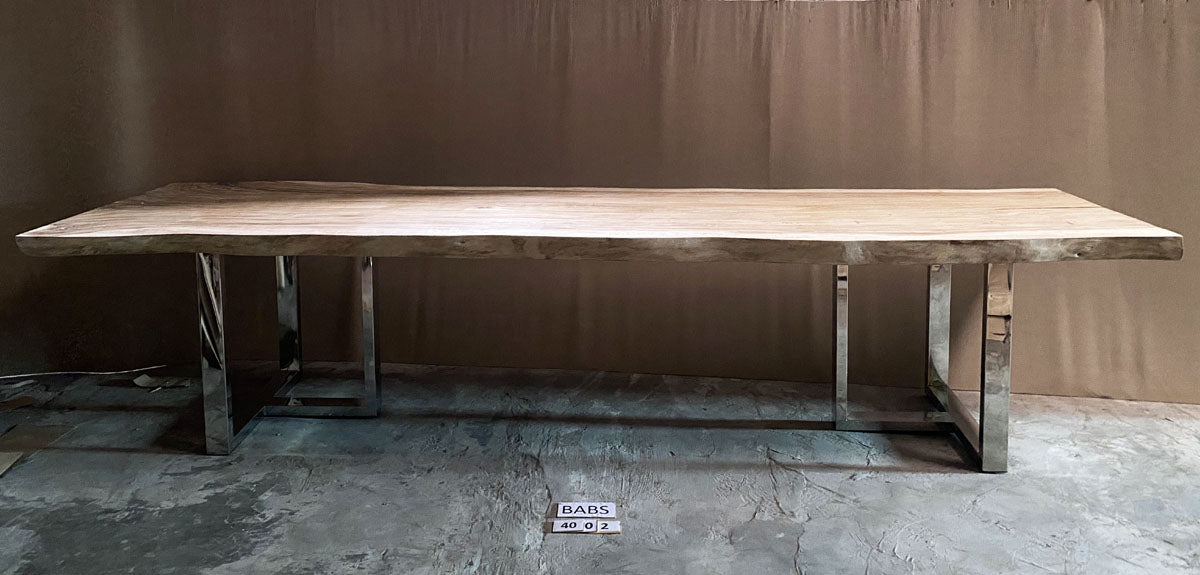 GJ Styles - Suar Wood Dining Table with Stainless Base - BABS4002