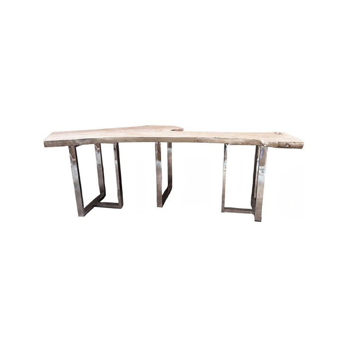 GJ Styles - Suar Wood Bar Table Stainless Base - BABS4003 - GreatFurnitureDeal