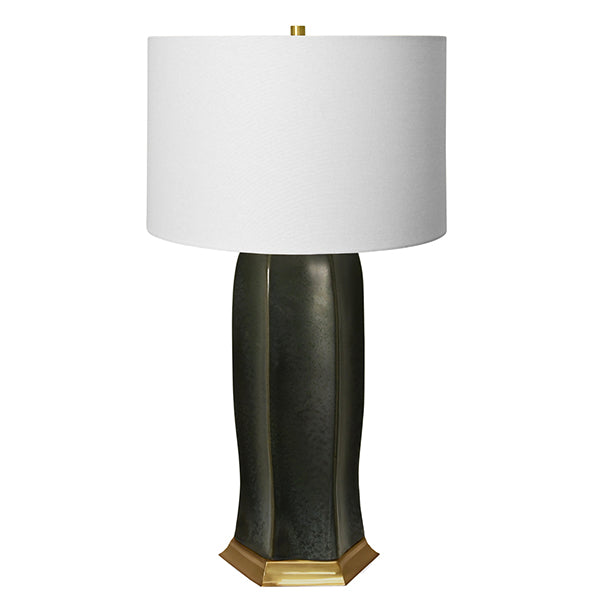 Worlds Away - Barron Ceramic Table Lamp With Satin Brass Base In Oxidized Black Glaze - BARRON BLK - GreatFurnitureDeal