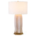 Worlds Away - Barron Ceramic Table Lamp with Satin Brass Base In Blush Reactive Glaze - BARRON BLUSH - GreatFurnitureDeal
