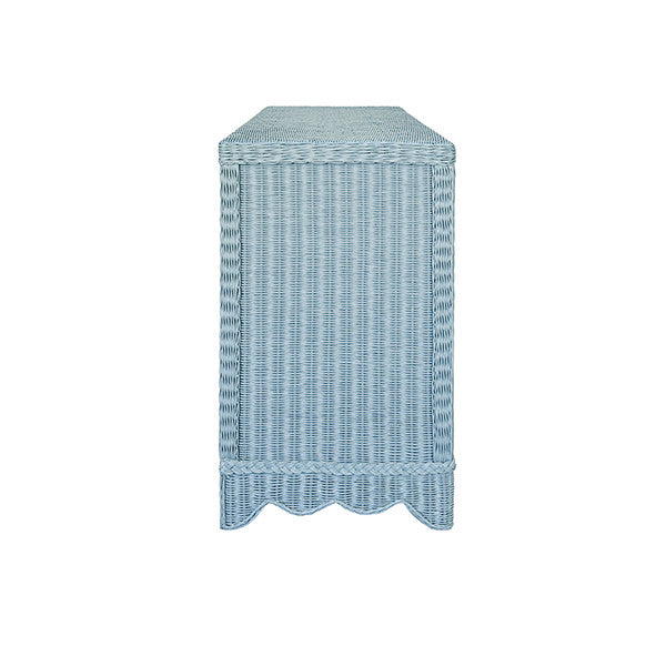 Worlds Away - Beatrice Four Door Buffet With Brass Hardware In Painted Light Blue Rattan - BEATRICE LB