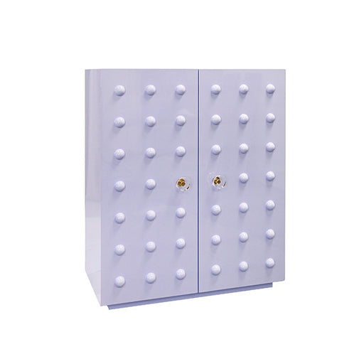 Worlds Away - Beau Two Door Cabinet With Ball Stud Detail And Acrylic And Brass Hardware In Lavender Lacquer - BEAU LAV - GreatFurnitureDeal