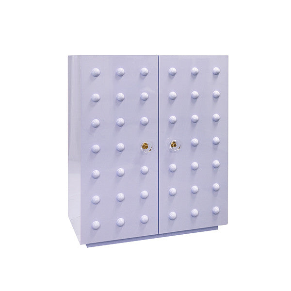 Worlds Away - Beau Two Door Cabinet With Ball Stud Detail And Acrylic And Brass Hardware In Lavender Lacquer - BEAU LAV