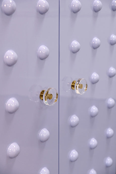 Worlds Away - Beau Two Door Cabinet With Ball Stud Detail And Acrylic And Brass Hardware In Lavender Lacquer - BEAU LAV