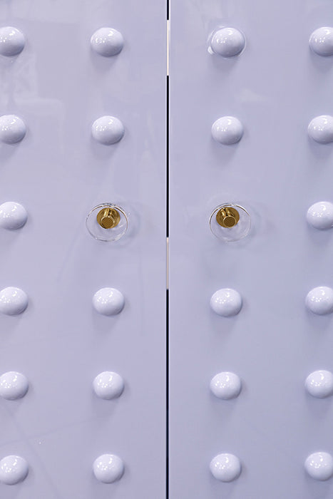 Worlds Away - Beau Two Door Cabinet With Ball Stud Detail And Acrylic And Brass Hardware In Lavender Lacquer - BEAU LAV