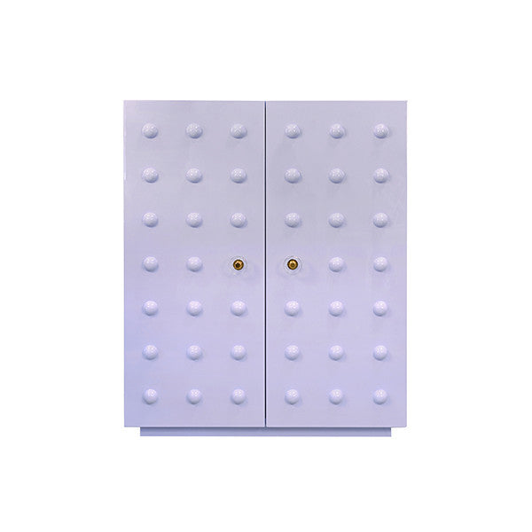 Worlds Away - Beau Two Door Cabinet With Ball Stud Detail And Acrylic And Brass Hardware In Lavender Lacquer - BEAU LAV