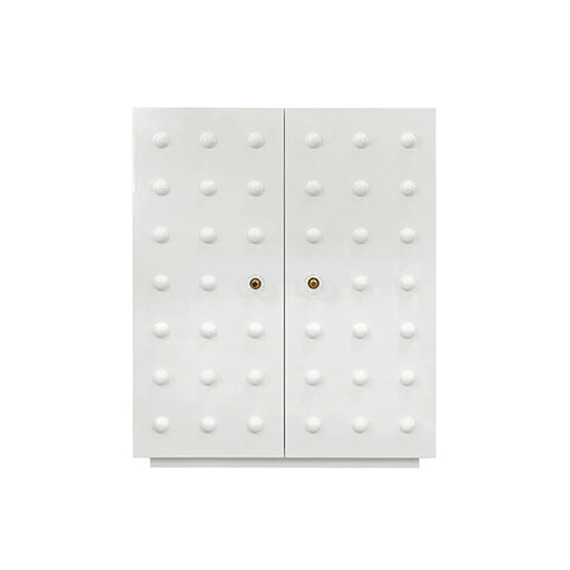 Worlds Away - Beau Two Door Cabinet With Ball Stud Detail And Acrylic And Brass Hardware In White Lacquer - BEAU WH - GreatFurnitureDeal