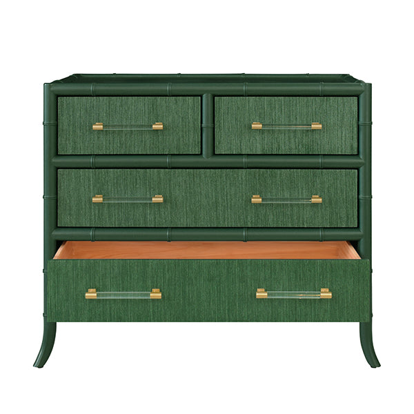 Worlds Away - Beckett Four Drawer Chest in Dark Green Matte Lacquer - BECKETT GR - GreatFurnitureDeal