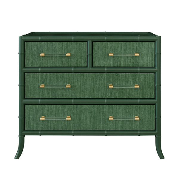 Worlds Away - Beckett Four Drawer Chest in Dark Green Matte Lacquer - BECKETT GR - GreatFurnitureDeal