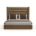 Nativa Interiors - Aylet Horizontal Channel Tufted Eco-Leather Medium 67" Queen Caramel Bed - BED-AYLET-HC-MID-QN-VIN-CARAMEL - GreatFurnitureDeal