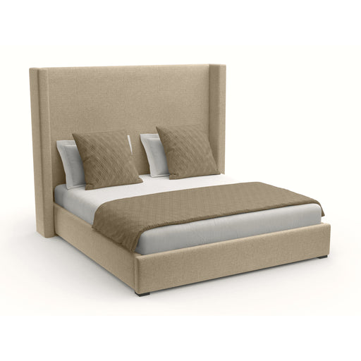 Nativa Interiors - Aylet Plain Eco-Leather Medium 67"California King Cream Bed - BED-AYLET-PL-MID-CA-VIN-CREAM - GreatFurnitureDeal