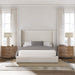 Nativa Interiors - Aylet Plain Eco-Leather High 87" California King Stone Bed - BED-AYLET-PL-HI-CA-VIN-STONE - GreatFurnitureDeal