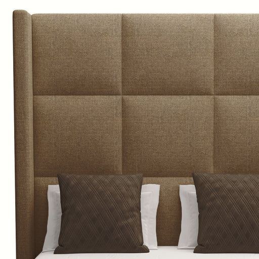 Nativa Interiors - Aylet Square Tufted Eco-Leather High 87" Queen Caramel Bed - BED-AYLET-SQ-HI-QN-VIN-CARAMEL - GreatFurnitureDeal