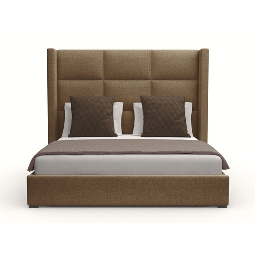 Nativa Interiors - Aylet Square Tufted Eco-Leather Low 47" California King Caramel Bed - BED-AYLET-SQ-LOW-CA-VIN-CARAMEL - GreatFurnitureDeal