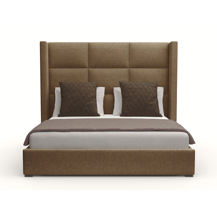 Nativa Interiors - Aylet Square Tufted Eco-Leather Medium 67"Queen Caramel Bed - BED-AYLET-VC-MID-QN-VIN-CARAMEL - GreatFurnitureDeal