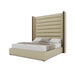 Nativa Interiors - Irenne Horizontal Channel Tufted Eco-Leather High 87" King Cream Bed - BED-IRENNE-HC-HI-KN-VIN-CREAM - GreatFurnitureDeal