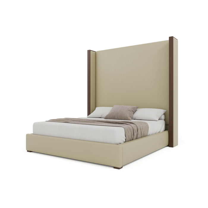 Nativa Interiors -  Irenne Plain Eco-Leather High 87" California King Cream Bed - BED-IRENNE-PL-HI-CA-VIN-CREAM - GreatFurnitureDeal