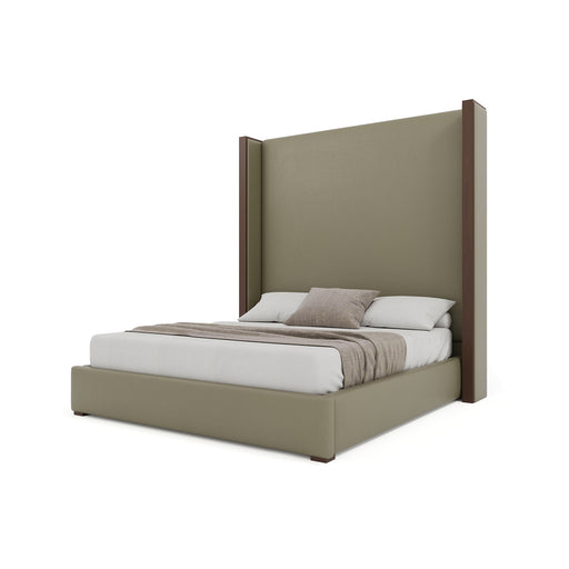 Nativa Interiors - Irenne Plain Eco-Leather High 87" King Stone Bed - BED-IRENNE-PL-HI-KN-VIN-STONE - GreatFurnitureDeal