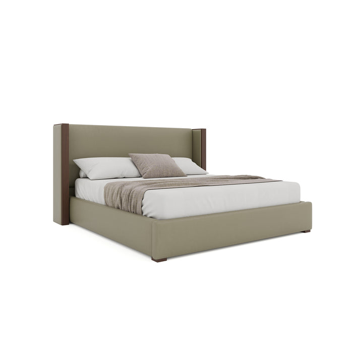 Nativa Interiors - Irenne Plain Eco-Leather Low 47" California King Stone Bed - BED-IRENNE-PL-LOW-CA-VIN-STONE - GreatFurnitureDeal