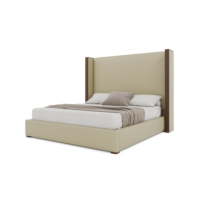 Nativa Interiors - Irenne Plain Eco-Leather Medium 67" California King Cream Bed - BED-IRENNE-PL-MID-CA-VIN-CREAM - GreatFurnitureDeal