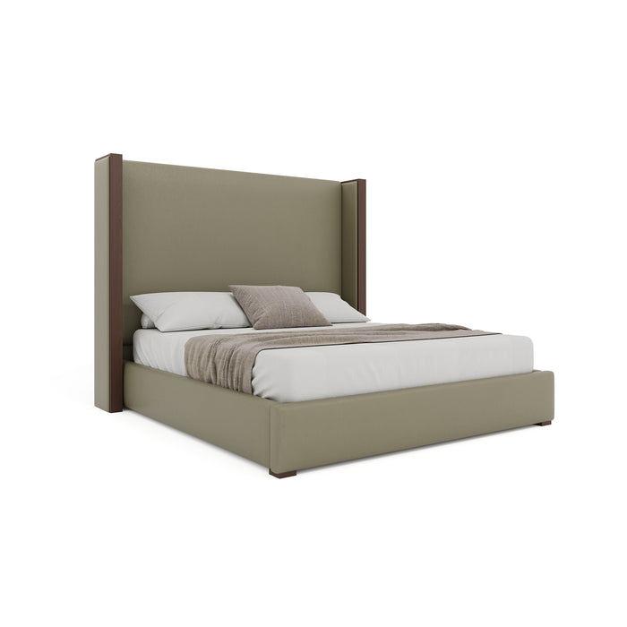 Nativa Interiors - Irenne Plain Eco-Leather Medium 67" King Stone Bed - BED-IRENNE-PL-MID-KN-VIN-STONE - GreatFurnitureDeal