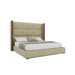 Nativa Interiors - Irenne Square Eco-Leather Medium 67" King Cream Bed - BED-IRENNE-SQ-MID-KN-VIN-CREAM - GreatFurnitureDeal