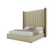 Nativa Interiors - Irenne Vertical Eco-Leather High 87" California King Cream Bed - BED-IRENNE-VC-HI-CA-VIN-CREAM - GreatFurnitureDeal