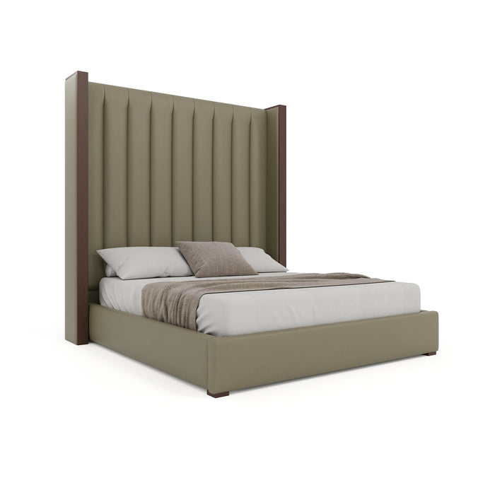 Nativa Interiors - Irenne Vertical Eco-Leather High 87" Queen Stone Bed - BED-IRENNE-VC-HI-QN-VIN-STONE - GreatFurnitureDeal