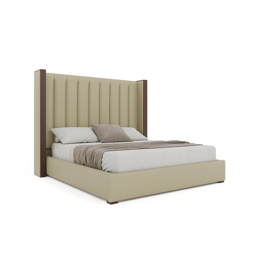 Nativa Interiors - Irenne Vertical Eco-Leather Medium 67" California King Cream Bed - BED-IRENNE-VC-MID-CA-VIN-CREAM - GreatFurnitureDeal