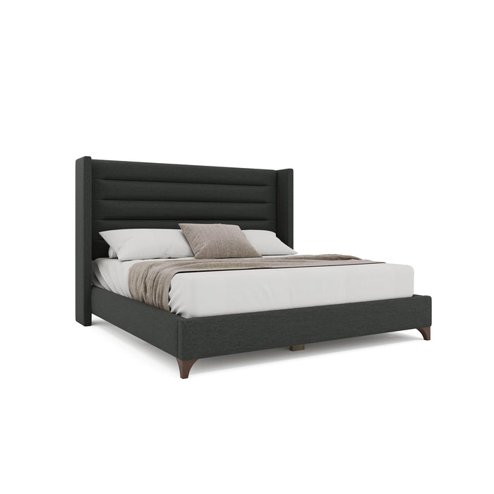 Nativa Interiors - Megan Horizontal Channel Queen Bed Charcoal - BED-MEGAN-HC-QN-PF-CHARCOAL - GreatFurnitureDeal