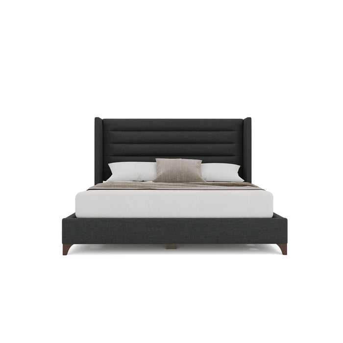 Nativa Interiors - Megan Horizontal Channel Queen Bed Charcoal - BED-MEGAN-HC-QN-PF-CHARCOAL - GreatFurnitureDeal