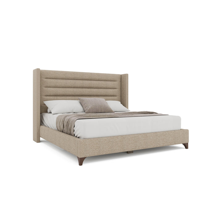 Nativa Interiors - Megan Horizontal Channel Queen Bed Flax - BED-MEGAN-HC-QN-PF-FLAX - GreatFurnitureDeal