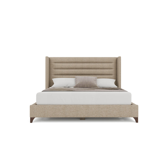 Nativa Interiors - Megan Horizontal Channel Queen Bed Flax - BED-MEGAN-HC-QN-PF-FLAX - GreatFurnitureDeal