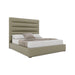 Nativa Interiors - Moyra Horizontal Channel Tufted Eco-Leather Medium 67" Queen Stone Bed - BED-MOYRA-HC-MID-QN-VIN-STONE - GreatFurnitureDeal