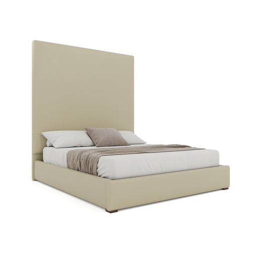 Nativa Interiors - Moyra Plain Eco-Leather High 87" California King Cream Bed - BED-MOYRA-PL-HI-CA-VIN-CREAM - GreatFurnitureDeal