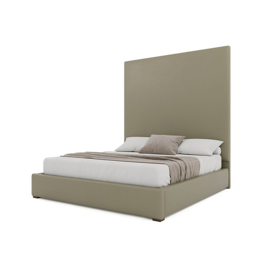 Nativa Interiors - Moyra Plain Eco-Leather High 87" California King Stone Bed - BED-MOYRA-PL-HI-CA-VIN-STONE - GreatFurnitureDeal