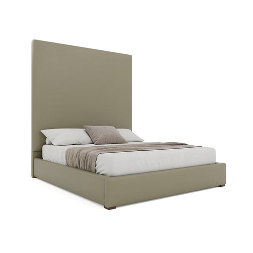 Nativa Interiors - Moyra Plain Eco-Leather High 87" California King Stone Bed - BED-MOYRA-PL-HI-CA-VIN-STONE - GreatFurnitureDeal