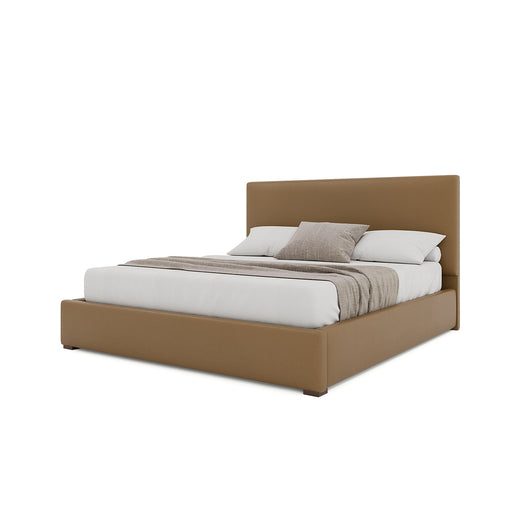 Nativa Interiors - Moyra Plain Eco-Leather Medium 67" California King Caramel Bed - BED-MOYRA-PL-MID-CA-VIN-CARAMEL - GreatFurnitureDeal