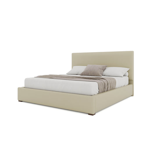 Nativa Interiors - Moyra Plain Eco-Leather Medium 67" Queen Cream Bed - BED-MOYRA-PL-MID-QN-VIN-CREAM - GreatFurnitureDeal