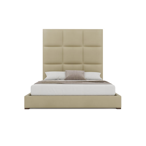 Nativa Interiors - Moyra Square Eco-Leather High 87" California King Cream Bed - BED-MOYRA-SQ-HI-CA-VIN-CREAM - GreatFurnitureDeal