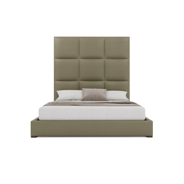 Nativa Interiors - Moyra Square Eco-Leather High 87" King Stone Bed - BED-MOYRA-SQ-HI-KN-VIN-STONE - GreatFurnitureDeal