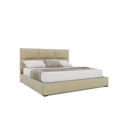 Nativa Interiors - Moyra Square Eco-Leather Low 47" King Cream Bed - BED-MOYRA-SQ-LOW-KN-VIN-CREAM - GreatFurnitureDeal