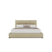 Nativa Interiors - Moyra Square Eco-Leather Low 47" King Cream Bed - BED-MOYRA-SQ-LOW-KN-VIN-CREAM - GreatFurnitureDeal