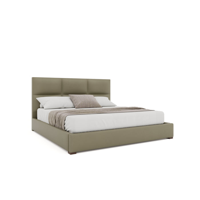 Nativa Interiors - Moyra Square Eco-Leather Low 47" Queen Stone Bed - BED-MOYRA-SQ-LOW-QN-VIN-STONE - GreatFurnitureDeal